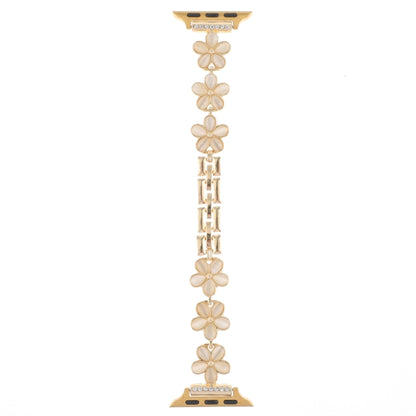 For Apple Watch Series 8 45mm 5-petaled Flower Zinc Alloy Chain Watch Band(Gold) by bashfashion