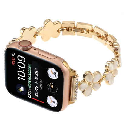 For Apple Watch Series 7 41mm 5-petaled Flower Zinc Alloy Chain Watch Band(Gold) by bashfashion