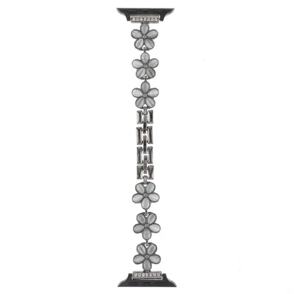 For Apple Watch SE 40mm 5-petaled Flower Zinc Alloy Chain Watch Band(Black) by bashfashion