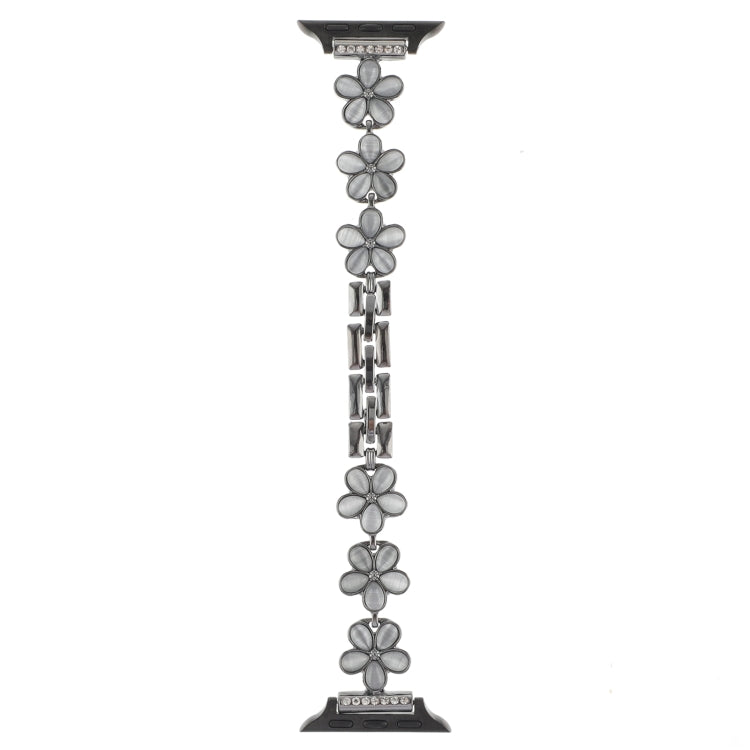 For Apple Watch Series 6 40mm 5-petaled Flower Zinc Alloy Chain Watch Band(Black) by bashfashion