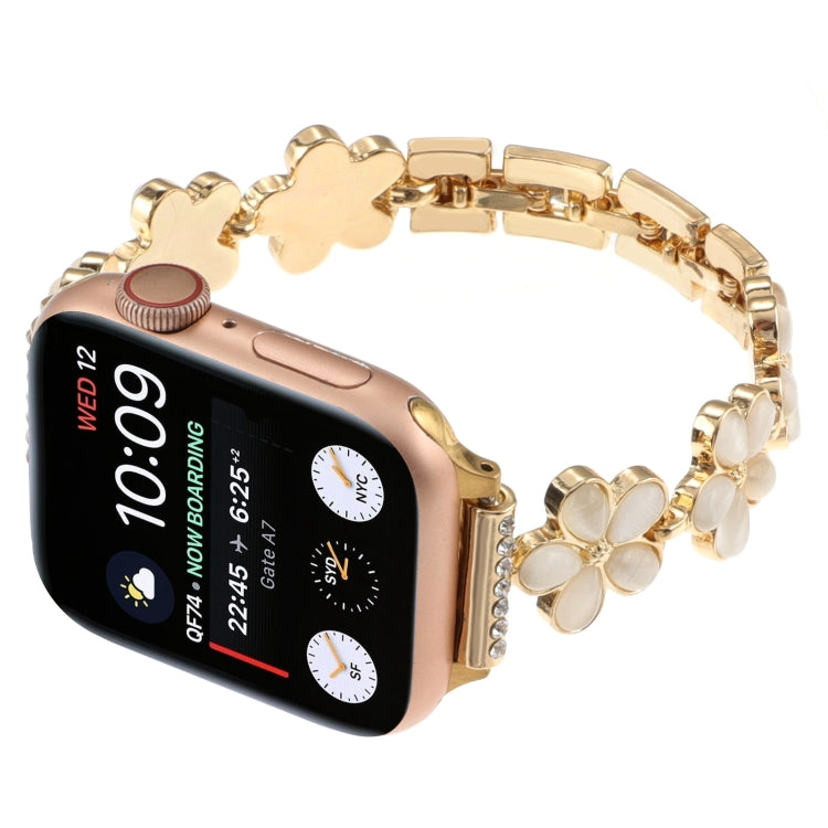 For Apple Watch Series 4 40mm 5-petaled Flower Zinc Alloy Chain Watch Band(Gold) by bashfashion