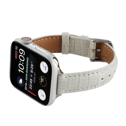 For Apple Watch SE 2022 44mm Slim Crocodile Leather Watch Band(White) by bashfashion