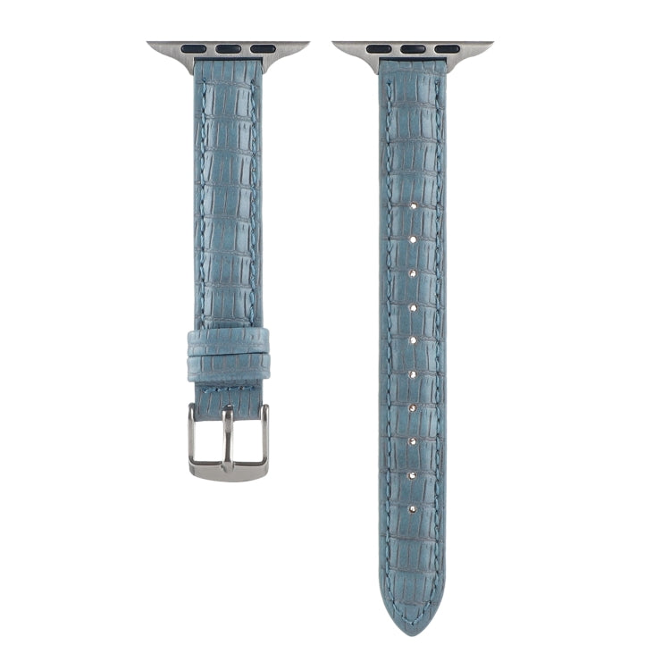 For Apple Watch Series 7 41mm Slim Crocodile Leather Watch Band(Light Blue) by bashfashion