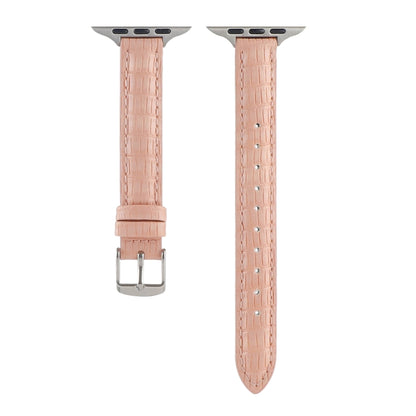 For Apple Watch SE 40mm Slim Crocodile Leather Watch Band(Pink) by bashfashion