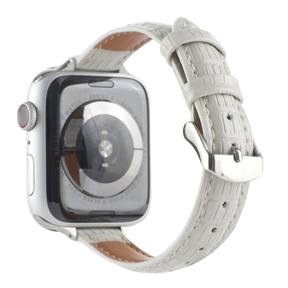 For Apple Watch Series 6 44mm Slim Crocodile Leather Watch Band(White) by bashfashion