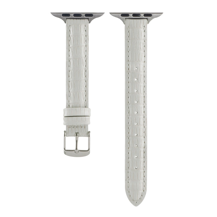For Apple Watch Series 4 40mm Slim Crocodile Leather Watch Band(White) by bashfashion