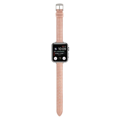 For Apple Watch Series 3 42mm Slim Crocodile Leather Watch Band(Pink) by bashfashion