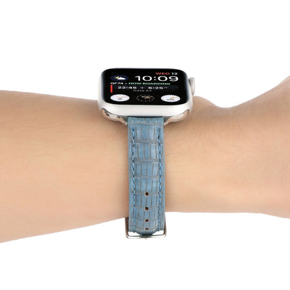 For Apple Watch Series 3 42mm Slim Crocodile Leather Watch Band(Light Blue) by bashfashion