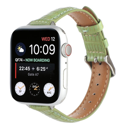 For Apple Watch Series 2 38mm Slim Crocodile Leather Watch Band(Light Green) by bashfashion