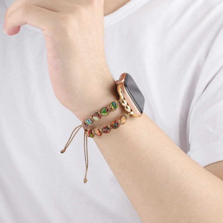 For Apple Watch SE 2023 40mm Heart Stones Drawstring Chain Watch Band(Colorful) by bashfashion