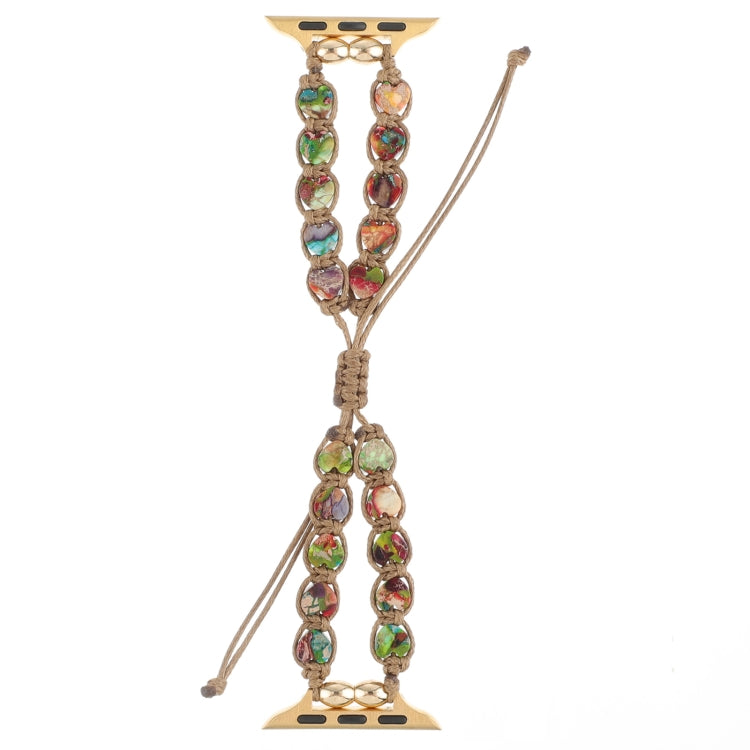 For Apple Watch Series 8 45mm Heart Stones Drawstring Chain Watch Band(Colorful) by bashfashion