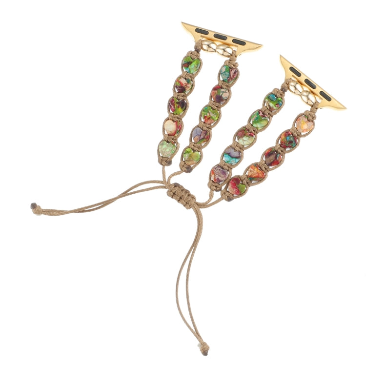 For Apple Watch SE 2022 40mm Heart Stones Drawstring Chain Watch Band(Colorful) by bashfashion