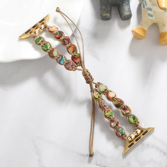 For Apple Watch Series 5 44mm Heart Stones Drawstring Chain Watch Band(Colorful) by bashfashion