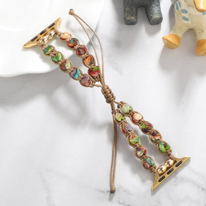 For Apple Watch Series 3 42mm Heart Stones Drawstring Chain Watch Band(Colorful) by bashfashion
