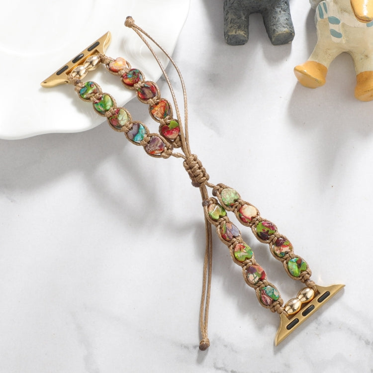 For Apple Watch Series 2 42mm Heart Stones Drawstring Chain Watch Band(Colorful) by bashfashion