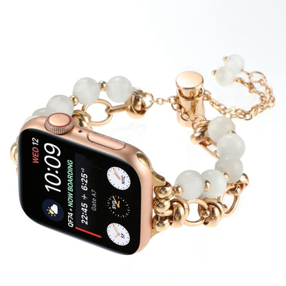 For Apple Watch SE 2022 40mm Pearl Chain Metal Bracelet Watch Band(White Gold) by bashfashion