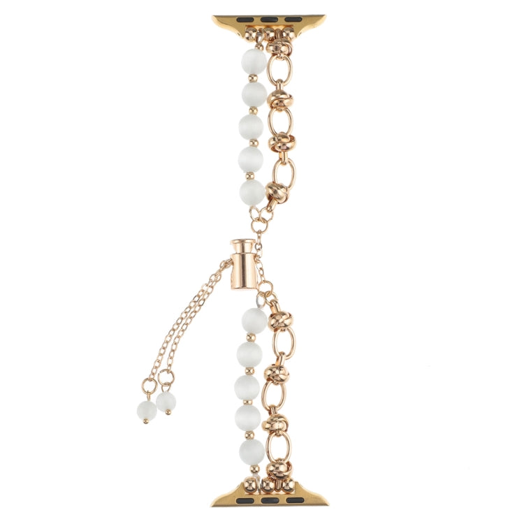 For Apple Watch Series 6 40mm Pearl Chain Metal Bracelet Watch Band(White Gold) by bashfashion