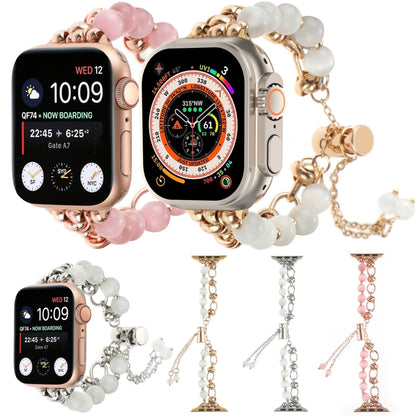 For Apple Watch Series 2 38mm Pearl Chain Metal Bracelet Watch Band(White Silver) by bashfashion