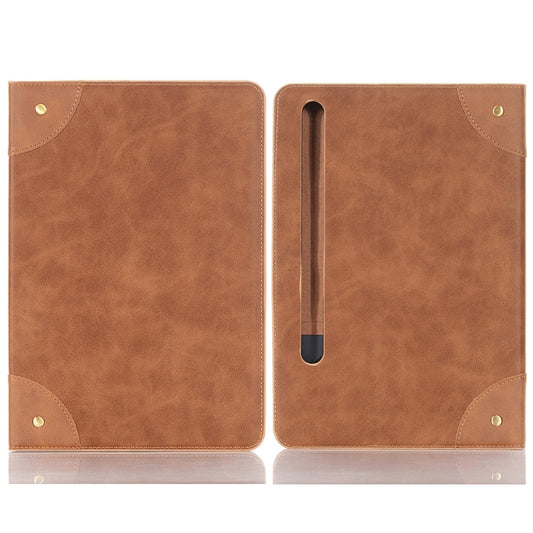 For Samsung Galaxy Tab S9 FE Retro Book Leather Tablet Case(Light Brown) by bashfashion