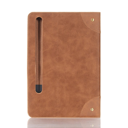 For Samsung Galaxy Tab S9 FE Retro Book Leather Tablet Case(Light Brown) by bashfashion