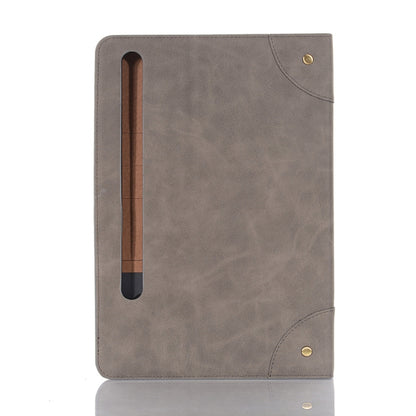 For Samsung Galaxy Tab S9 FE Retro Book Leather Tablet Case(Grey) by bashfashion