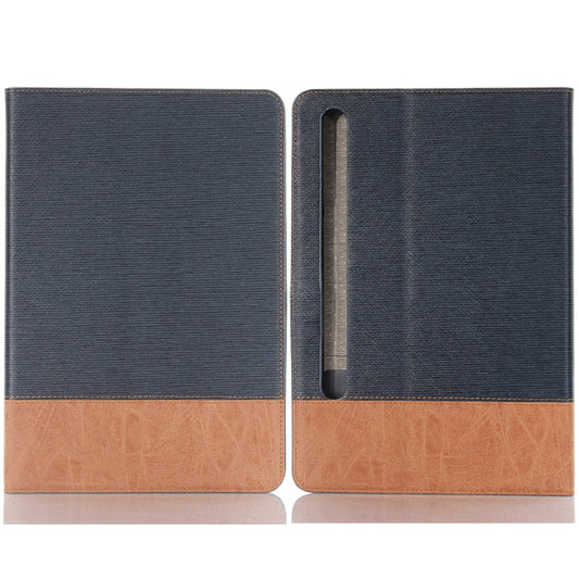 For Samsung Galaxy Tab S9 FE Cross Texture Stitching Leather Tablet Case(Dark Blue) by bashfashion