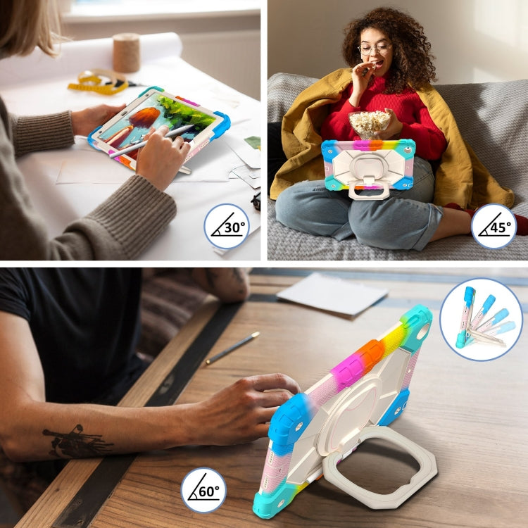 For iPad 10.2 2021 / 2020 / 2019 Contrast Color Robot Silicone Hybrid PC Tablet Case(Colorful Blue) by bashfashion