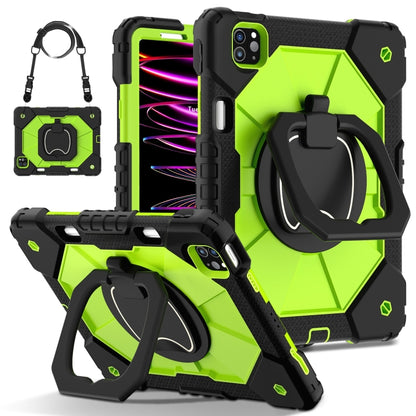 For iPad Pro 11 2022 / Air 10.9 2022 Contrast Color Robot Silicone Hybrid PC Tablet Case(Black Yellow Green) by bashfashion