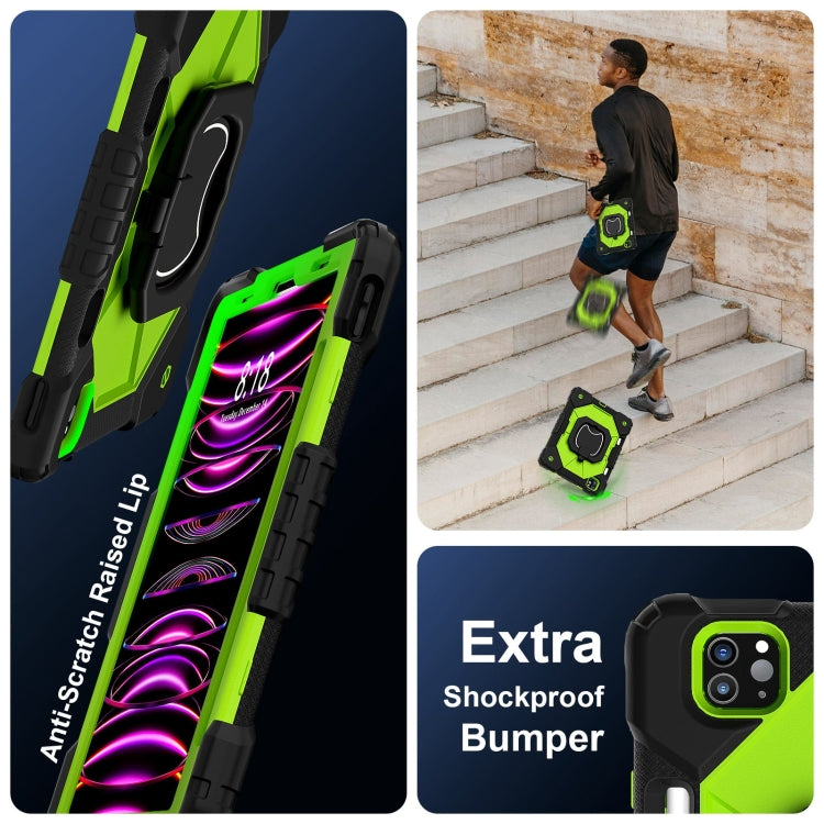 For iPad Pro 11 2022 / Air 10.9 2022 Contrast Color Robot Silicone Hybrid PC Tablet Case(Black Yellow Green) by bashfashion