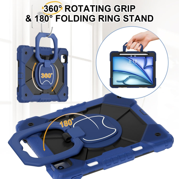 For iPad Air 11 2025 / 2024 Contrast Color Robot Silicone Hybrid PC Tablet Case(Navy Black) by bashfashion