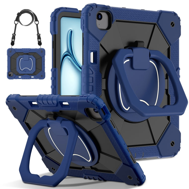 For iPad Air 13 2025 / 2024 Contrast Color Robot Silicone Hybrid PC Tablet Case(Navy Black) by bashfashion
