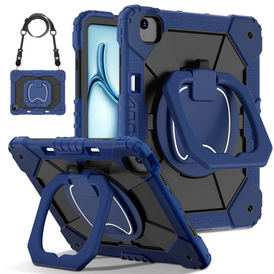 For iPad Air 13 2025 / 2024 Contrast Color Robot Silicone Hybrid PC Tablet Case(Navy Black) by bashfashion