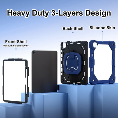 For iPad Air 13 2025 / 2024 Contrast Color Robot Silicone Hybrid PC Tablet Case(Navy Black) by bashfashion