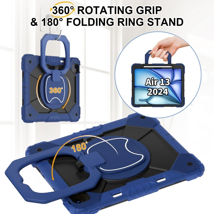 For iPad Air 13 2025 / 2024 Contrast Color Robot Silicone Hybrid PC Tablet Case(Navy Black) by bashfashion