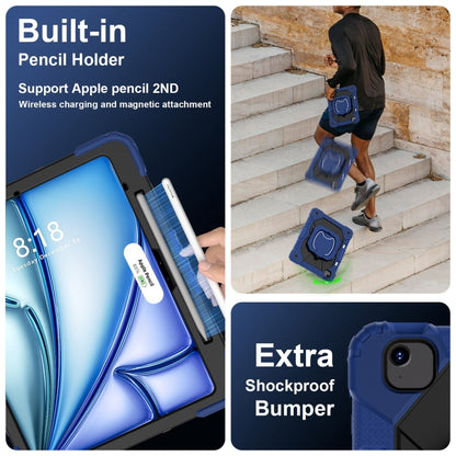 For iPad Air 13 2025 / 2024 Contrast Color Robot Silicone Hybrid PC Tablet Case(Navy Black) by bashfashion