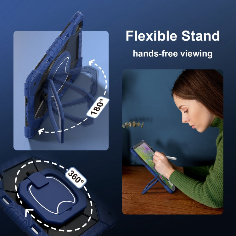 For iPad Air 13 2025 / 2024 Contrast Color Robot Silicone Hybrid PC Tablet Case(Navy Black) by bashfashion