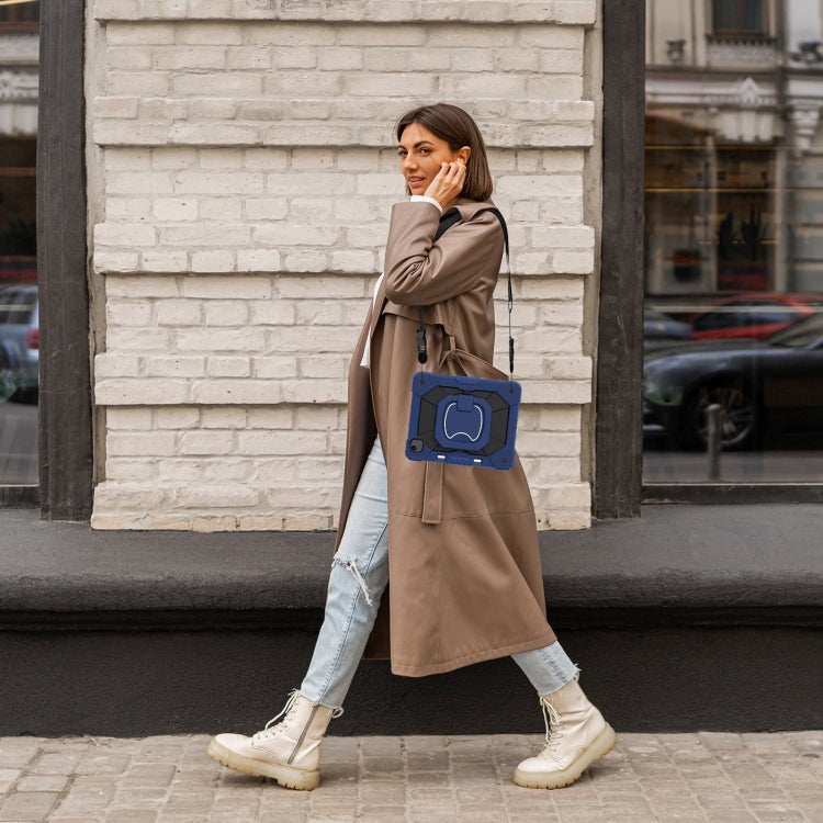 For iPad Air 13 2025 / 2024 Contrast Color Robot Silicone Hybrid PC Tablet Case(Navy Black) by bashfashion