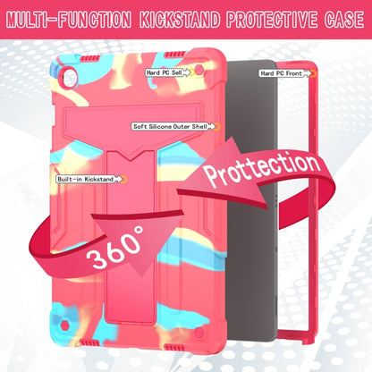 For Samsung Galaxy Tab A9+ T Holder Robot Silicone Hybrid PC Tablet Case(Camouflage Rose Red) by bashfashion