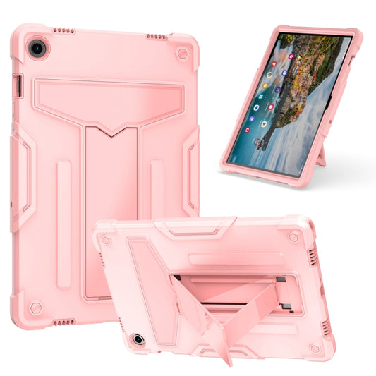 For Samsung Galaxy Tab A9+ T Holder Robot Silicone Hybrid PC Tablet Case(Rose Gold) by bashfashion