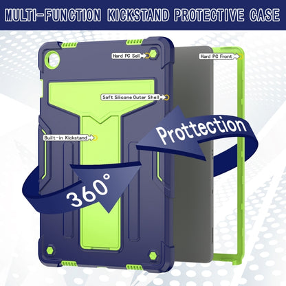 For Samsung Galaxy Tab A9+ T Holder Robot Silicone Hybrid PC Tablet Case(Navy Yellow Green) by bashfashion