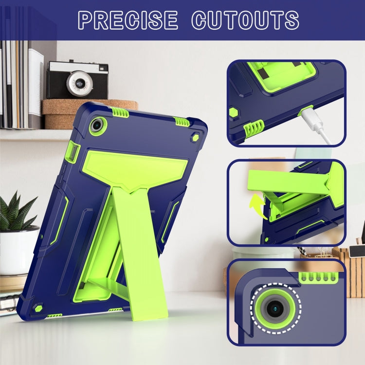 For Samsung Galaxy Tab A9+ T Holder Robot Silicone Hybrid PC Tablet Case(Navy Yellow Green) by bashfashion