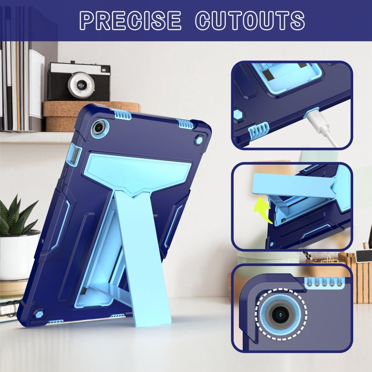 For Samsung Galaxy Tab A9+ T Holder Robot Silicone Hybrid PC Tablet Case(Navy Blue Blue) by bashfashion