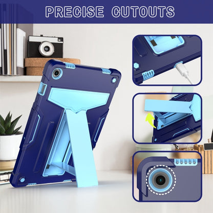 For Samsung Galaxy Tab A9+ T Holder Robot Silicone Hybrid PC Tablet Case(Navy Blue Blue) by bashfashion