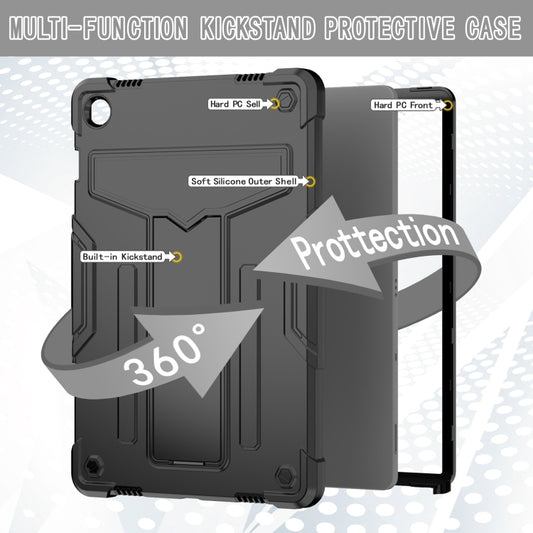 For Samsung Galaxy Tab A9+ T Holder Robot Silicone Hybrid PC Tablet Case(Black) by bashfashion