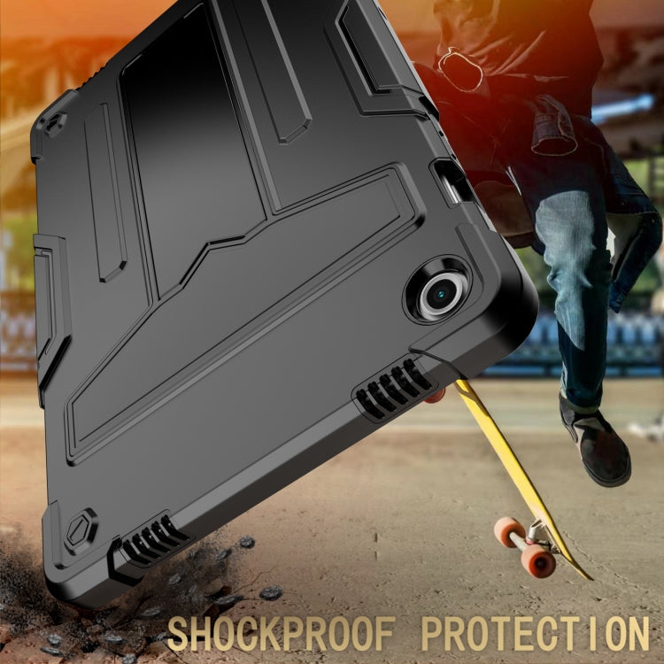 For Samsung Galaxy Tab A9+ T Holder Robot Silicone Hybrid PC Tablet Case(Black) by bashfashion