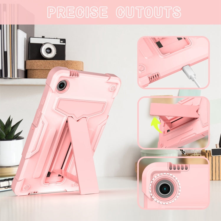 For Samsung Galaxy Tab A9 T Holder Robot Silicone Hybrid PC Tablet Case(Rose Gold) by bashfashion