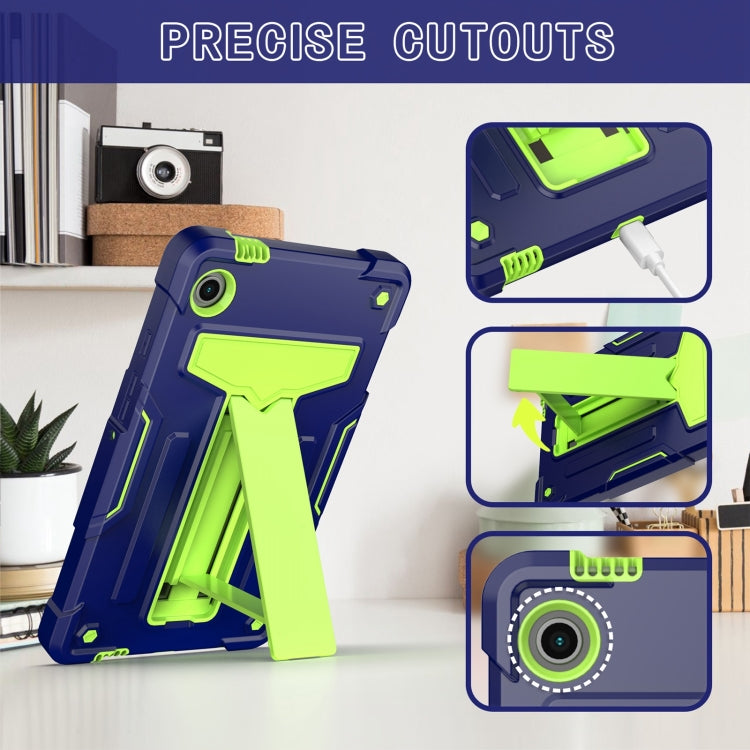 For Samsung Galaxy Tab A9 T Holder Robot Silicone Hybrid PC Tablet Case(Navy Yellow Green) by bashfashion