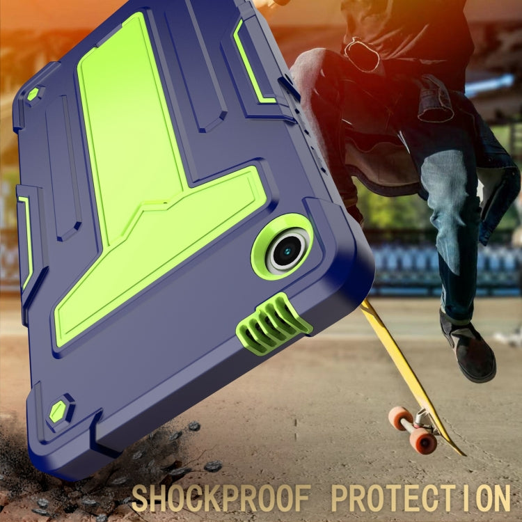 For Samsung Galaxy Tab A9 T Holder Robot Silicone Hybrid PC Tablet Case(Navy Yellow Green) by bashfashion