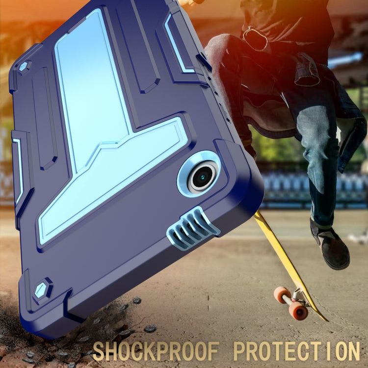 For Samsung Galaxy Tab A9 T Holder Robot Silicone Hybrid PC Tablet Case(Navy Blue Blue) by bashfashion