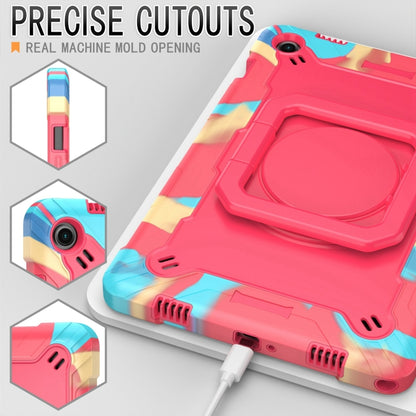 For Samsung Galaxy Tab A9+ Handle Robot Silicone Hybrid PC Tablet Case(Camouflage Rose Red) by bashfashion